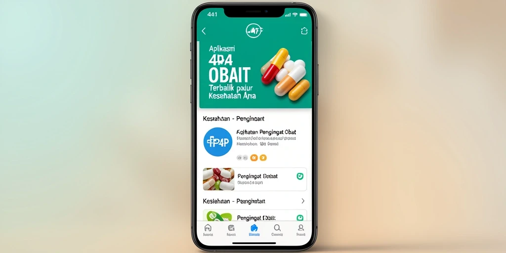 Antarmuka aplikasi 4P4P untuk pengingat obat yang user-friendly.