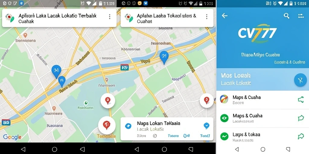 Screenshot antarmuka aplikasi CV777 menampilkan fungsi Lacak Lokasi.