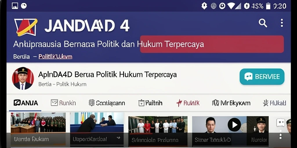 Antarmuka JANDA4D menampilkan berita politik dan hukum terkini dengan jelas.
