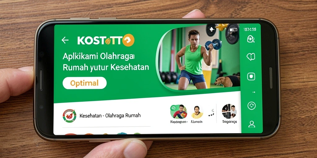 Tampilan antarmuka aplikasi KOSTOTO untuk olahraga di rumah.