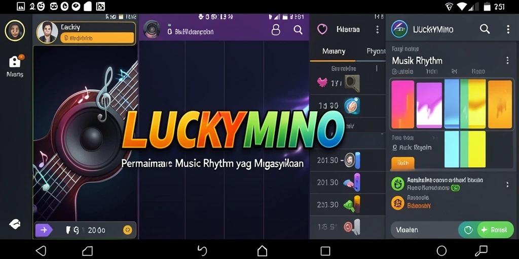 Tampilan antarmuka utama LUCKYMINO yang menarik dan penuh warna.