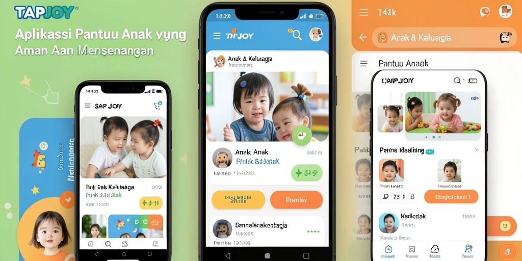 Antarmuka TAPJOY untuk memantau anak yang intuitif dan user-friendly.