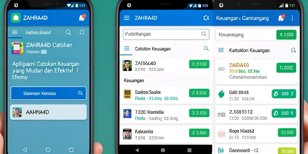 Antarmuka aplikasi ZAHRA4D untuk Catatan Keuangan yang menarik dan fungsional.