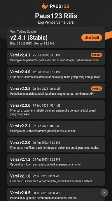 Riwayat Versi paus123 untuk Pengguna Android Indonesia